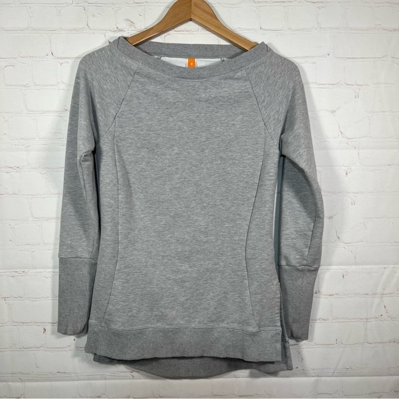 Lucy Sweatshirt Womens Size XS Gray Split Hem Knit Gym Activewear Crew Neck - Picture 1 of 12